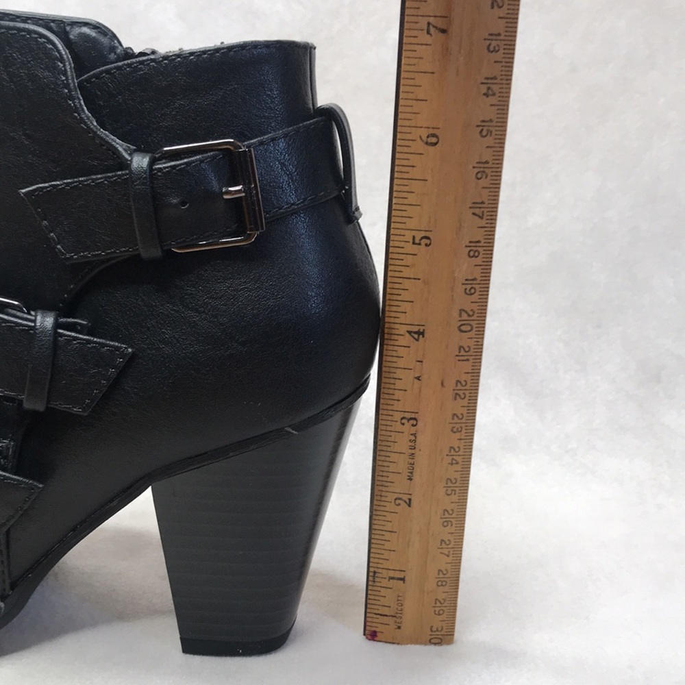 Black Faux Leather Buckle Booties - Picture 5 of 7